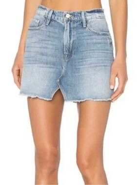 Frame Denim Le Mini skirt Jean Blue Split Stoneview Size  30